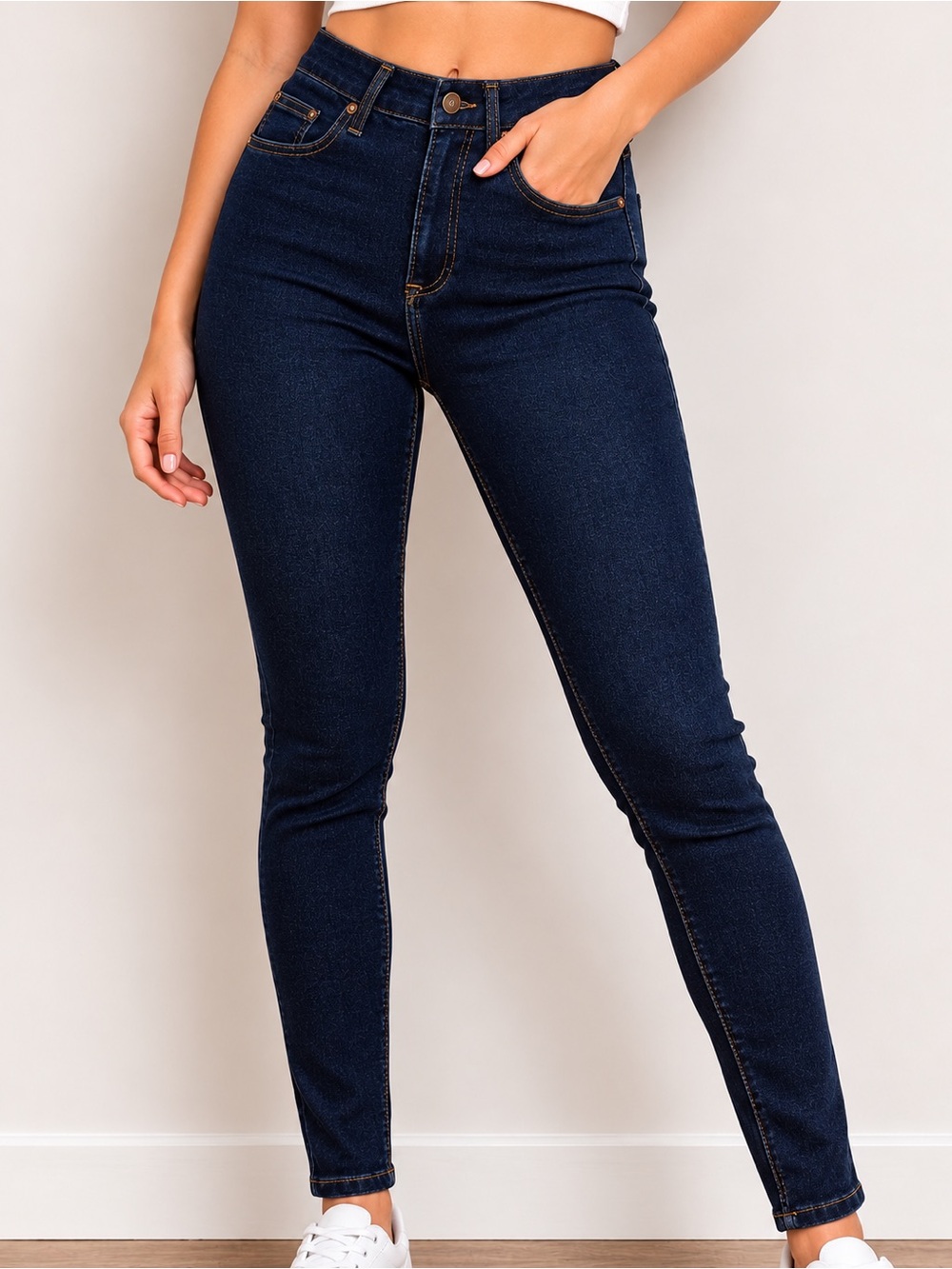 Free People Dark Rinse Navy High-Rise Skinny Jeans NWT size 24 Free People